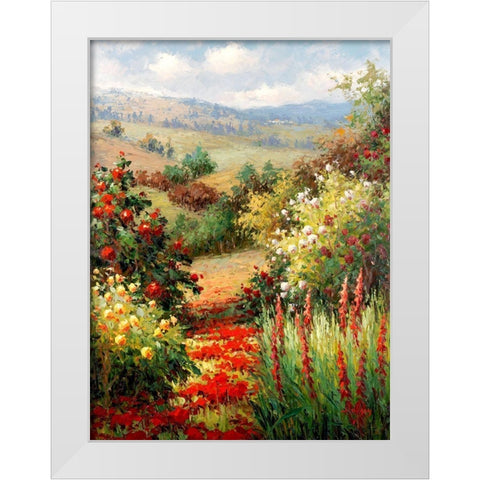 Wild Roses On the Hillside White Modern Wood Framed Art Print by Hulsey