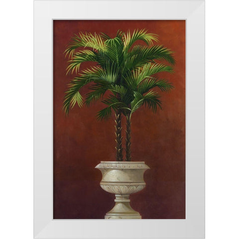 Potted Palm in Red IV White Modern Wood Framed Art Print by Welby