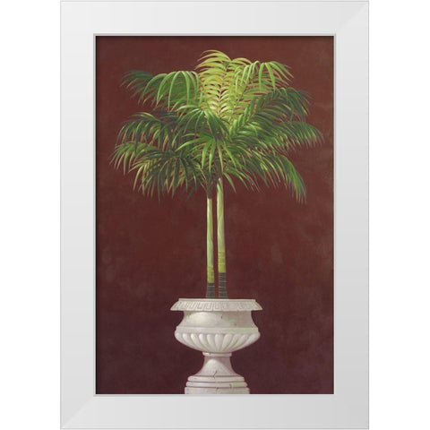 Potted Palm in Red II White Modern Wood Framed Art Print by Welby
