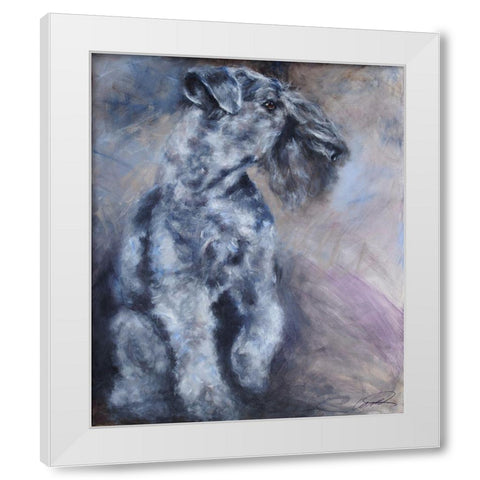 Kerry Blue Terry White Modern Wood Framed Art Print by Campbell, Robert