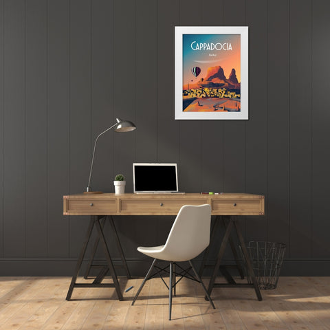 cappadocia turkey travel poster White Modern Wood Framed Art Print by ARCTIC FRAME