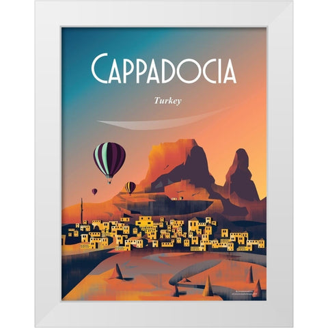 cappadocia turkey travel poster White Modern Wood Framed Art Print by ARCTIC FRAME