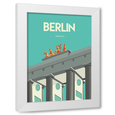 Berlin travel poster White Modern Wood Framed Art Print by ARCTIC FRAME