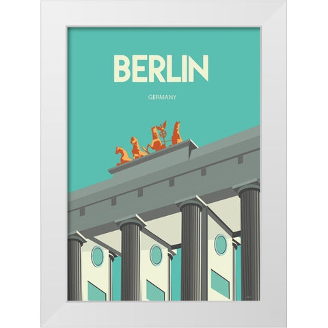 Berlin travel poster White Modern Wood Framed Art Print by ARCTIC FRAME