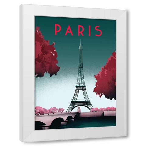 paris travel poster White Modern Wood Framed Art Print by ARCTIC FRAME