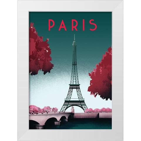 paris travel poster White Modern Wood Framed Art Print by ARCTIC FRAME