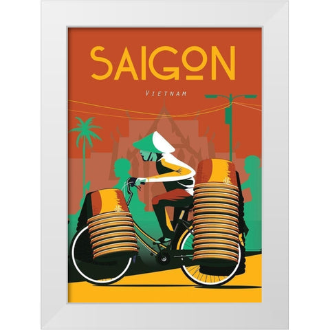 saigon vietnam travel poster White Modern Wood Framed Art Print by ARCTIC FRAME