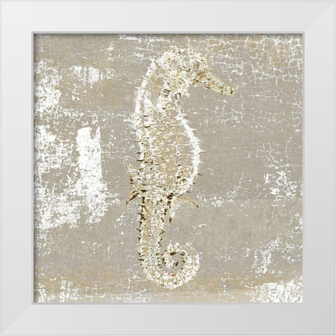 Aqua Marine V White Modern Wood Framed Art Print by Aryai, Sia