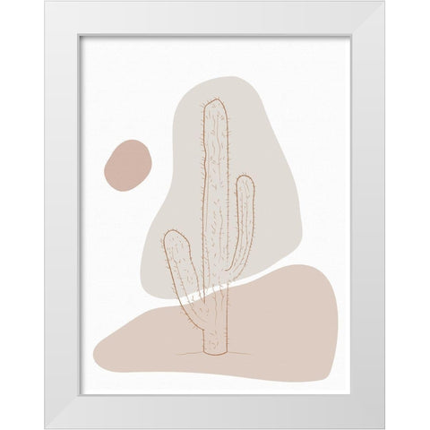 Abstract Minimal Cactus White Modern Wood Framed Art Print by Balbuena, Sabrina
