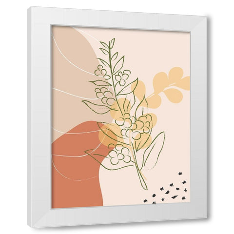 Coffee Branch Abstract Shapes White Modern Wood Framed Art Print by Balbuena, Sabrina