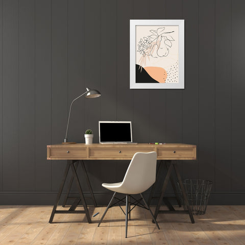 Pear Branch Abstract Shapes White Modern Wood Framed Art Print by Balbuena, Sabrina