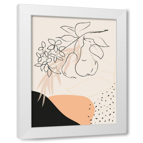 Pear Branch Abstract Shapes White Modern Wood Framed Art Print by Balbuena, Sabrina