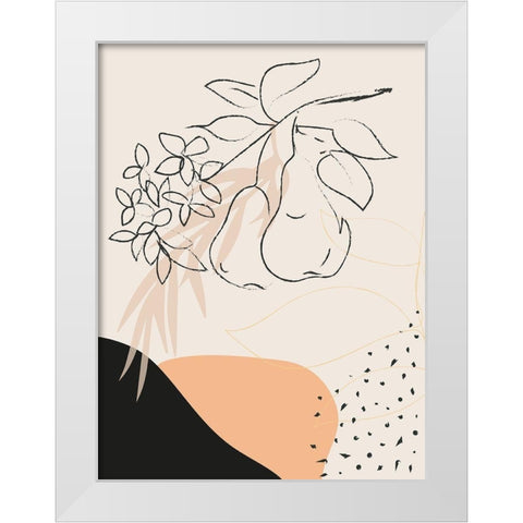 Pear Branch Abstract Shapes White Modern Wood Framed Art Print by Balbuena, Sabrina