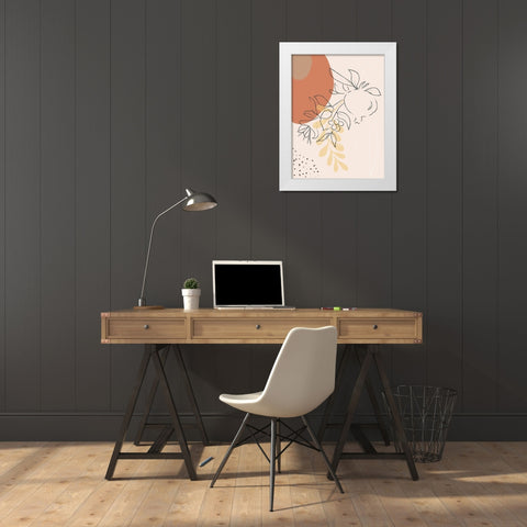Tropical Fruit Branch Abstract Shapes White Modern Wood Framed Art Print by Balbuena, Sabrina