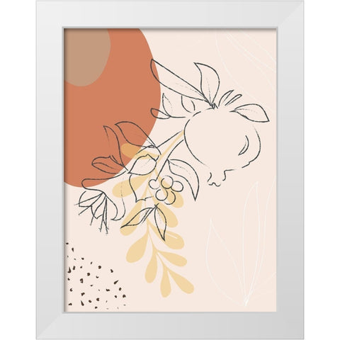 Tropical Fruit Branch Abstract Shapes White Modern Wood Framed Art Print by Balbuena, Sabrina