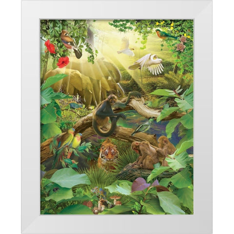 Jungle Mix I White Modern Wood Framed Art Print by Hunziker, Steve