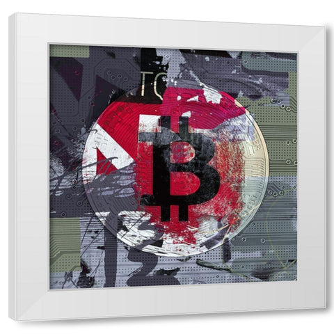 Bitcoin Crypto Currency I White Modern Wood Framed Art Print by Orlov, Irena