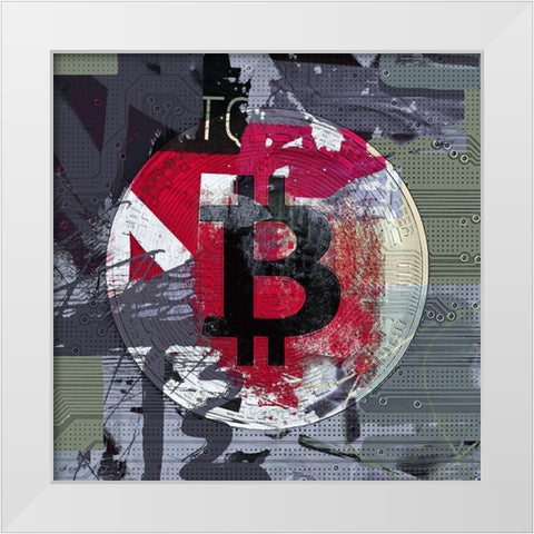 Bitcoin Crypto Currency I White Modern Wood Framed Art Print by Orlov, Irena