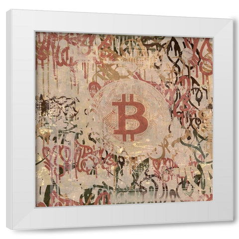 Bitcoin Graffiti Art IV White Modern Wood Framed Art Print by Orlov, Irena