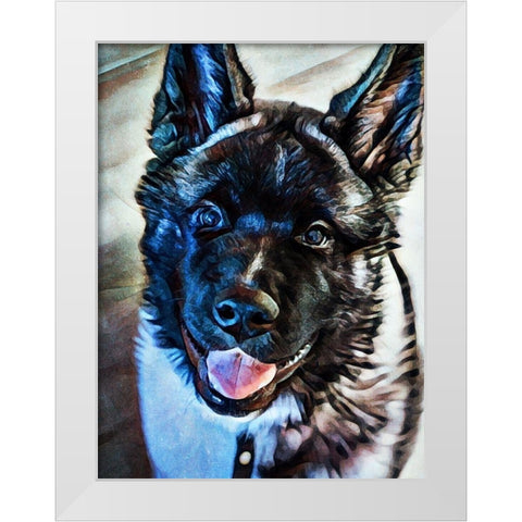 American Akita Puppy Smile White Modern Wood Framed Art Print by Aldridge, Ashley
