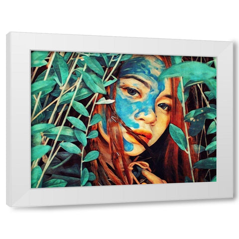 Tribal of Turquoise White Modern Wood Framed Art Print by Aldridge, Ashley