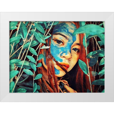Tribal of Turquoise White Modern Wood Framed Art Print by Aldridge, Ashley