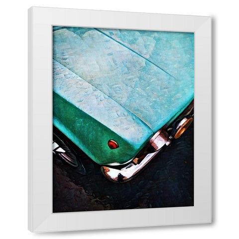 Turquoise Car Close-up White Modern Wood Framed Art Print by Aldridge, Ashley