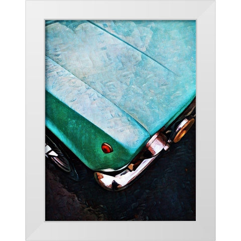 Turquoise Car Close-up White Modern Wood Framed Art Print by Aldridge, Ashley