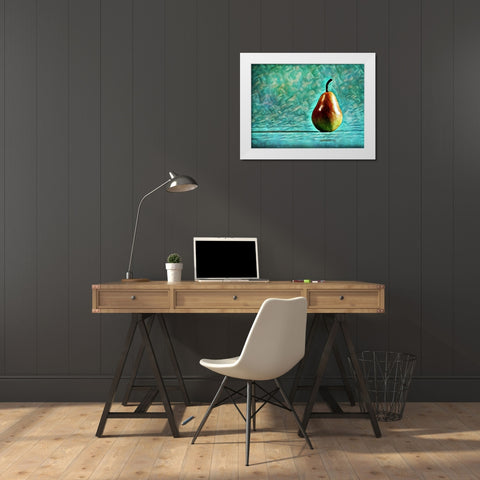 Turquoise Pear Perfection White Modern Wood Framed Art Print by Aldridge, Ashley