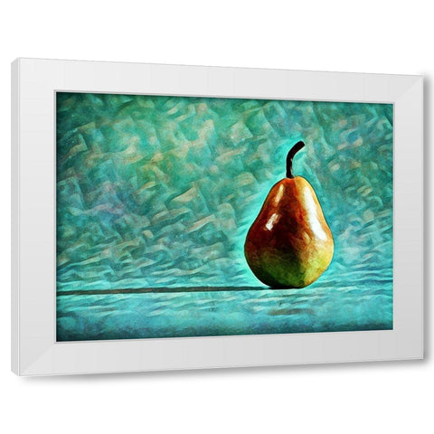 Turquoise Pear Perfection White Modern Wood Framed Art Print by Aldridge, Ashley