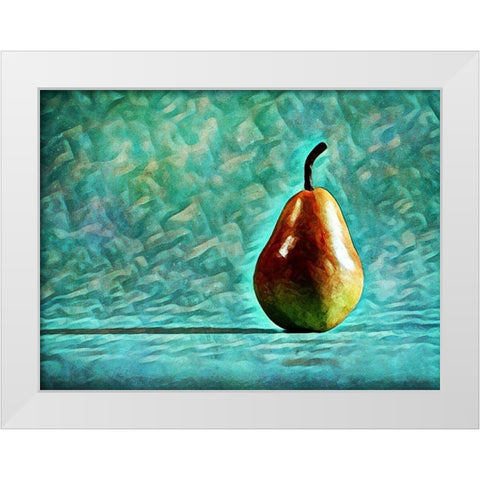 Turquoise Pear Perfection White Modern Wood Framed Art Print by Aldridge, Ashley