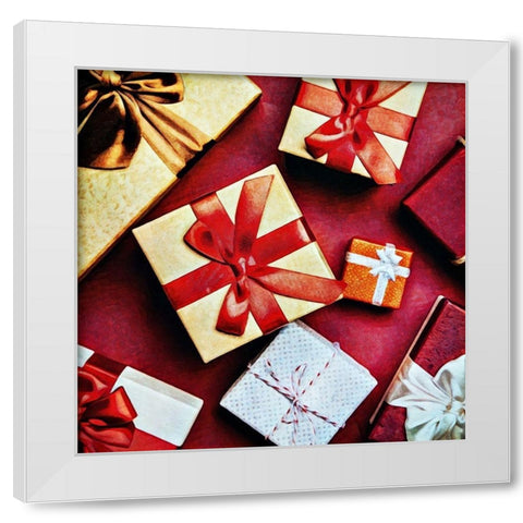 Christmas Presents White Modern Wood Framed Art Print by Aldridge, Ashley