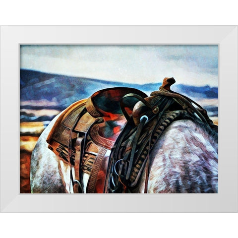 Cowboy Saddled Up White Modern Wood Framed Art Print by Aldridge, Ashley
