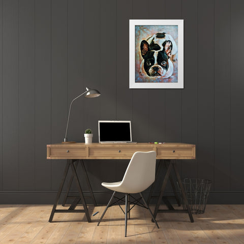 French Bulldog Fixation White Modern Wood Framed Art Print by Aldridge, Ashley