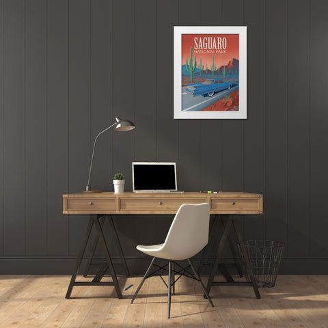 Saguaro National Park with Text White Modern Wood Framed Art Print by Courtney, Richard