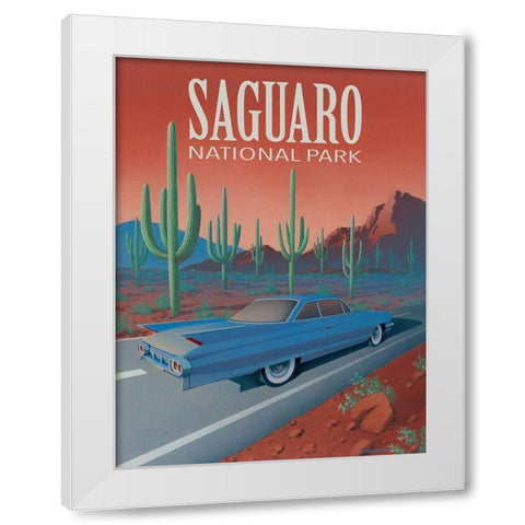 Saguaro National Park with Text White Modern Wood Framed Art Print by Courtney, Richard