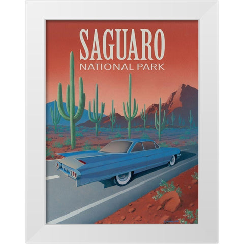 Saguaro National Park with Text White Modern Wood Framed Art Print by Courtney, Richard