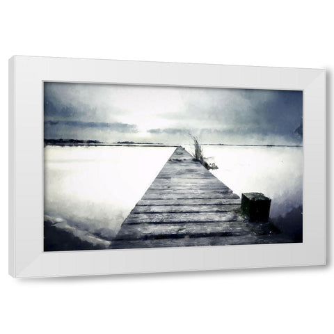 Foggy Jetty White Modern Wood Framed Art Print by Curinga, Kim
