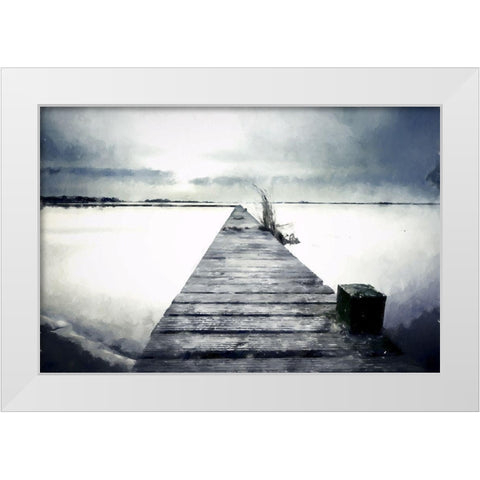 Foggy Jetty White Modern Wood Framed Art Print by Curinga, Kim
