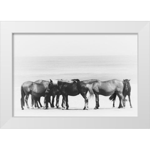 Beach Horse Group White Modern Wood Framed Art Print by Curinga, Kim