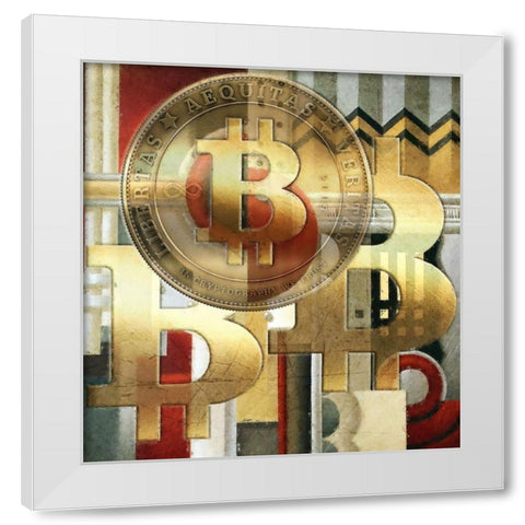 Bitcoin Deco VII White Modern Wood Framed Art Print by Hunziker, Steve