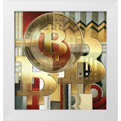 Bitcoin Deco VII White Modern Wood Framed Art Print by Hunziker, Steve