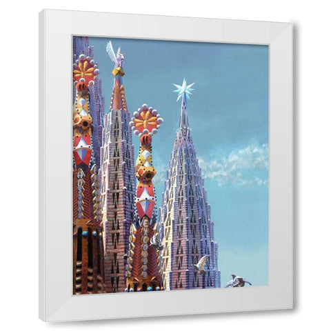 Sagrada Familia Towers III White Modern Wood Framed Art Print by Wang, John
