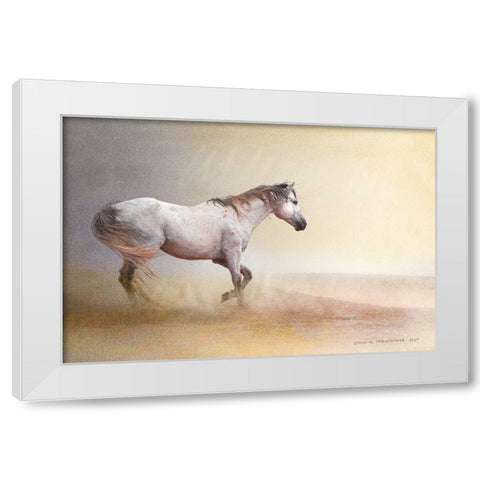 Dust Storm White Horse White Modern Wood Framed Art Print by Vest, Christopher