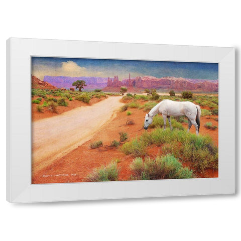 White Horse Road in Monument Valley White Modern Wood Framed Art Print by Vest, Christopher