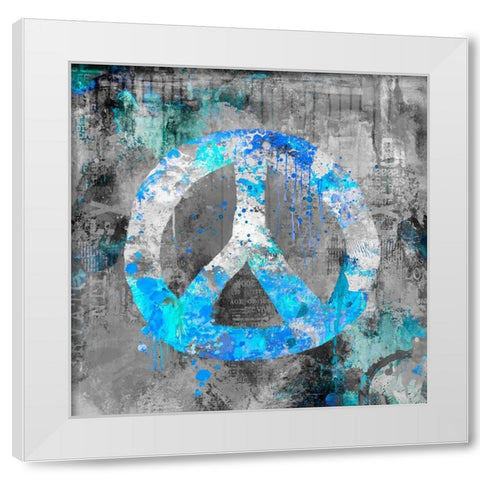 Blue Peace White Modern Wood Framed Art Print by Haase, Andrea