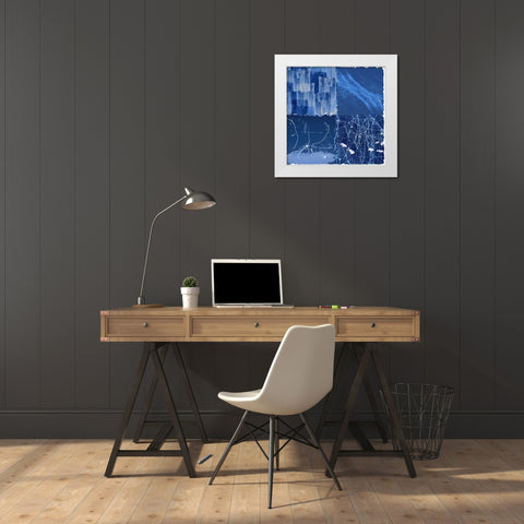 Blue Squared II White Modern Wood Framed Art Print by Smith, Karen