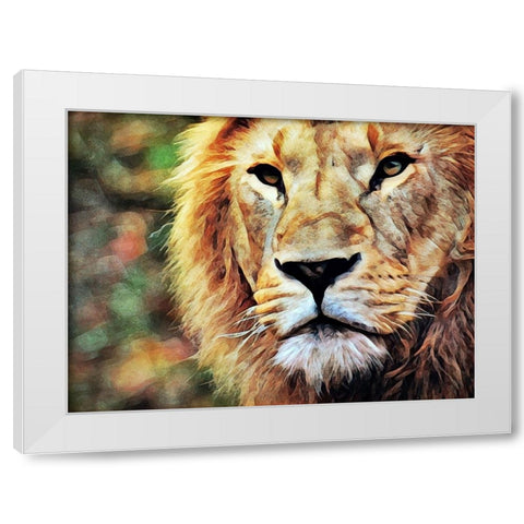 Lion Watch And Wait White Modern Wood Framed Art Print by Aldridge, Ashley
