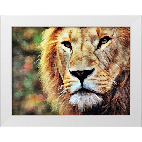 Lion Watch And Wait White Modern Wood Framed Art Print by Aldridge, Ashley