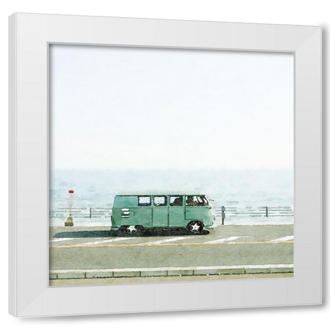 Vintage Van White Modern Wood Framed Art Print by Curinga, Kim